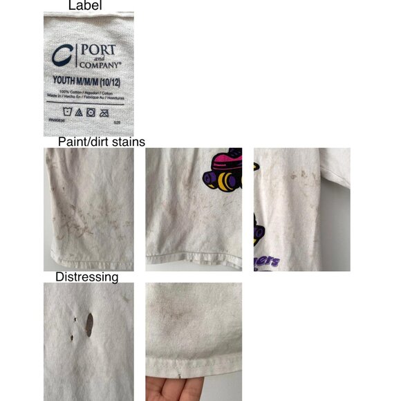 90s vintage white Zoomers Skate Club distressed thrashed baby tee shirt crop top - Picture 10 of 10